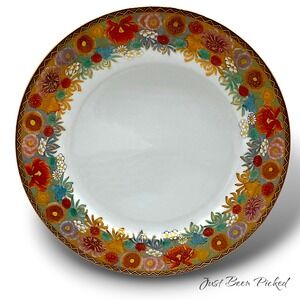 Kutani Porcelain Floral Dinner Plate 10 Inch Hand Painted Gold Gilt Imari